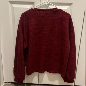 Cropped red long sleeve sweater
